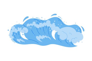 Köpüklü Wave Water Splash ve Droplet Vector Illustration ile Curve. Doğal Su ya da Sıvı Akımı Konsepti