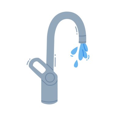 Kapakçığı ve damlası olan su musluğu ya da Saf İçici Sıvı Vektör İllüstrasyonu için damlası. Aqua ve Sıvı Bio Kaynakları