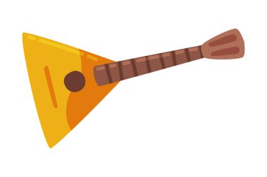 Balalaika, Rus Telli Üçgen Tahta Gövdeli Müzik Enstrümanı ve Fretted Neck Vector Illustration rolünde. Rusya Halk Sembolü ve Geleneksel Ülke Özniteliği