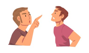 Kızgın Somurtkan Adam Karakteri, Vector Set 'e Duygusuzluk ve Antipati İfade Ediyor. Kötü Bakışlı Nefret Dolu Erkek Saldırganlık