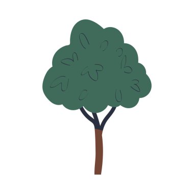 Bagajda Yeşil Ağaç ve Orman Element Vektör İllüstrasyonu olarak Lush Crown. Orman Yaprakları ve Bitkiler Konsepti