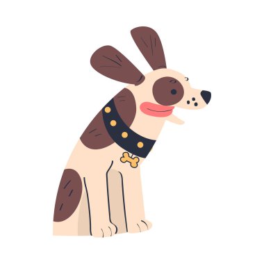 Dili Dışarı Çıkmış Köpek Hayvanı Arabasının Camından Dışarı Bakıyor Arka Koltuk Vektör İllüstrasyonunda Geziyor. Eğlenceli Hayvani Yolculuk ya da Yolculuk