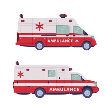 Ambulans Acil Kurtarma Aracı ve Tıbbi Bakım Taşıyıcı olarak Siren 'i kullanan bir kamyonet ya da kamyon. Acil Yardım ve Hayat Kurtarma İşlemi Makinesi