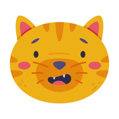 Yavru kaplanın başı şirin hayvan. Bebek odası dekorasyonu, bebek kartı veya davetiye tasarımı vektör çizimi beyaz arkaplanda izole edilmiş