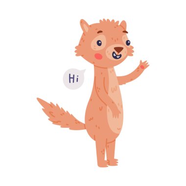 Güzel Burunlu Küçük Xerus Karakteri Dalgalanan Pençe Vektör İllüstrasyonu. Komik Pelerin Yer Sincabı