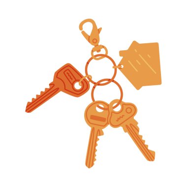 Brass Key Sarkan incik boncuklu anahtarlık mı yoksa Keyring Vector Illustration mı? Kapı Kilidi İçin Küçük Metal Parçası ile Anahtarlık