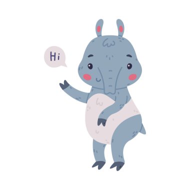 Şirin Gri Tapir Hayvanı ve Proboscis Selam Vektör İllüzyonu. Toynaklı Parmaklı Komik Memeli