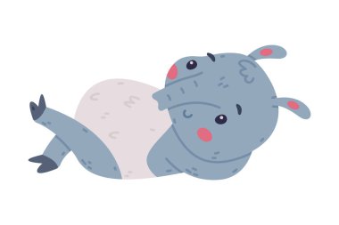 Şirin Gri Tapir Hayvanı ve Proboscis Yalancı ve Güler yüzlü Vektör İllüzyonu. Toynaklı Parmaklı Komik Memeli
