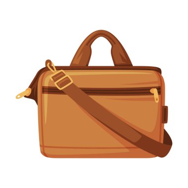 Seyahat Vektörü İllüstrasyonu için paketlenmiş bavul olarak kahverengi deri çanta ve fermuarlı seyahat çantası. Seyahat ve Macera Turist Bagajı Konsepti