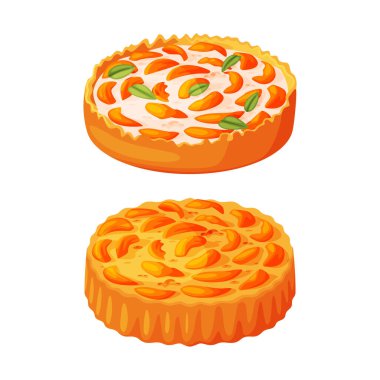 Tatlı Meyve Doldurucu Vektör Seti ile hamur tatlısı yapılmış turta. Kısa hamurlu Ev Yapımı Şekerli Tatlı Pastane Yemeği