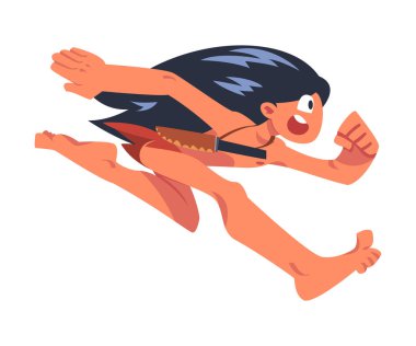 Ormandaki Vahşi Çocuk rolüyle Mowgli Kurtların Hızlı Vektör İllüstrasyonu ile büyütüldü. Siyah saçlı, peştemalli vahşi ayaklı çocuk.