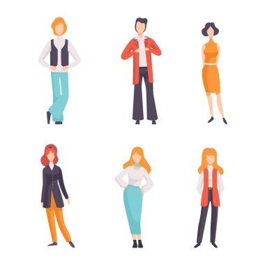 70 'lerin Vector Set' inden giyinen Erkek ve Kadın Karakteri. Retro Moda Konsepti Olarak Tarz Giyen Genç Erkek ve Kadın