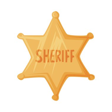 Vahşi Batı Nesne Vektör İllüzyonu rolünde Altın Şerif Yıldız Rozeti. Geleneksel Batı Özniteliği