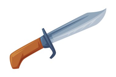 Keskin Metal Bıçaklı Bıçak ve Vahşi Batı Nesne İllüstrasyonunda Tahta Saplı. Geleneksel Batı Özniteliği