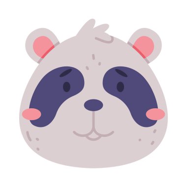 Sevimli yavru pandanın başı. Beyaz arkaplanda izole edilmiş çocuk odası dekorasyonu, kart veya davetiye tasarımı vektör çizimi