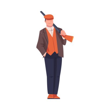 Adam Haydut ya da Eski Londra Gangsteri Ceket Giyen ve Peaked Flat Cap Vector Illustration. Erkek Sokak Çetesi Üyesi ve Silahlı Suçlu