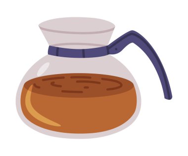 Breakfast veya Brunch Vector Illustration için demlenmiş Aromatik İçecek 'li Glass Coffee Ot. Geleneksel Sabah İçeceği