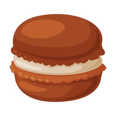 Kremalı çikolatalı sandviç. Lezzetli tatlı şekerleme ürün karikatür vektör çizimi beyaz üzerine izole