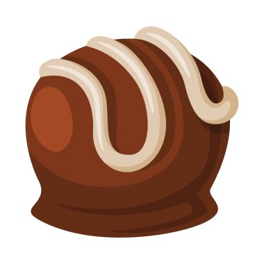 Çikolatalı pralin yuvarlak şeker. Tatlı tatlı çizgi film vektör çizimi beyaza izole edilmiş.