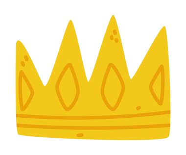 Altın Taç, Beyaz Arkaplan Vektör İllüstrasyonunda İzole Edilmiş Yaratıcı Element. Parlak El Resim Ögesi