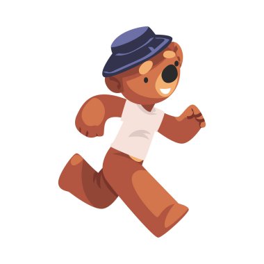 Şık giyinmiş havalı bir ayı karakteri. Tişört, baskı, poster, çıkartma tasarımı, beyaz üzerine izole edilmiş vektör çizimi