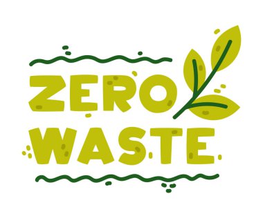 Ekoloji Sıfır Atık Rozet ve Yeşil Eko Etiket Vektör Şablonu. Çevre dostu ve doğal amblem