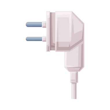 Power Plug, Kablo ve Protruding Pins Vector Illustration ile Hareketli Bağlantı olarak kullanılacak. Elektrik Enerji Arzı ve Geçerli Dağıtım Konsepti Aygıtı