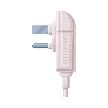 Power Plug, Kablo ve Protruding Pins Vector Illustration ile Hareketli Bağlantı olarak kullanılacak. Elektrik Enerji Arzı ve Geçerli Dağıtım Konsepti Aygıtı