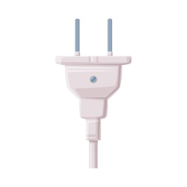 Power Plug, Kablo ve Protruding Pins Vector Illustration ile Hareketli Bağlantı olarak kullanılacak. Elektrik Enerji Arzı ve Geçerli Dağıtım Konsepti Aygıtı