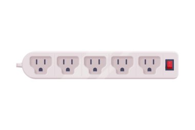 Port Connector Vector Illustration ile elektrik akımı ekipmanı olarak Elektrik Kablosu ile Soket uzantısı. Elektriksel Ekipmanı Bağlamak için Taşınabilir Aygıt