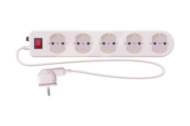 Port Connector Vector Illustration ile Elektrik Akım Ekipmanı olarak Eklenti Kordonu veya Güç Eklentisi. Elektriksel Ekipmanı Bağlamak için Taşınabilir Aygıt