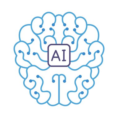 Geleceğin Nano Teknoloji Vektör İllüstrasyonu Olarak Beyin Yapay Zekası. Yenilik Geliştirme ve Makine Mühendisliği