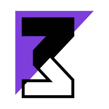 Mor Üçgen Şekil Vektör İllüstrasyonlu Üç Numara veya Sayısal. Geometrik Eğilimli Matematiksel Sayılar ve Karakter