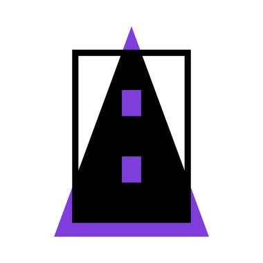 Mor Üçgen Şekil Vektör İllüstrasyonlu Sekiz Numara veya Sayısal. Geometrik Eğilimli Matematiksel Sayılar ve Karakter