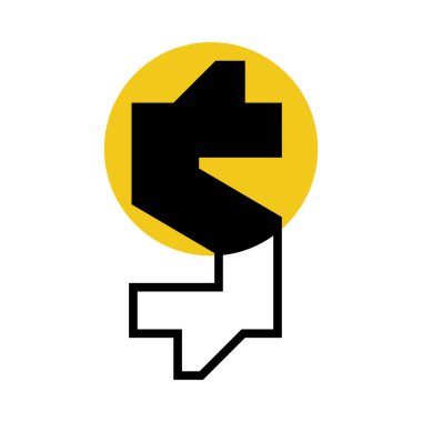 Sarı Çember Geometrik Şekil Vektörü İllüstrasyonlu Dolar İşareti. Para Birimi Sembolü