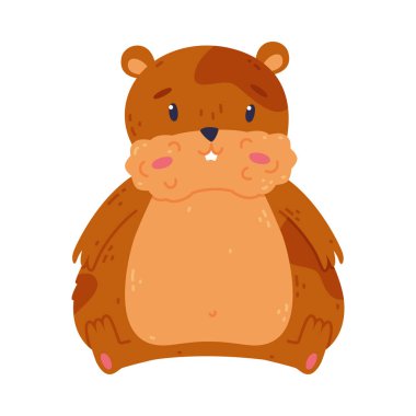 Şirin şişman hamster, beyaz arkaplanda izole edilmiş vektör çizimi.