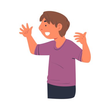 Man Character Telling Funny Story and Joke Having Fun Gesturing Vector Illustration. Cheerful Young Male with Good Sense of Humor Amusing Someone Concept clipart