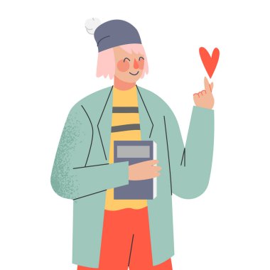 Aşk Yürekli Genç Adam Tutku Vektörü İllüzyonu. Sevgi İfade Eden Erkek Sevgi ve Sevgi Konsepti