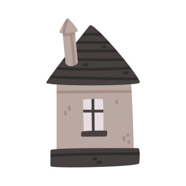 Çatısı ve Windows 'u olan Küçük Ev Ev Sahibi İllüstrasyonu. Şirin Şehir Binası ve Güzel İskandinav Konsepti