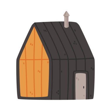 Çatısı ve Windows 'u olan Küçük Ev Ev Sahibi İllüstrasyonu. Şirin Şehir Binası ve Güzel İskandinav Konsepti