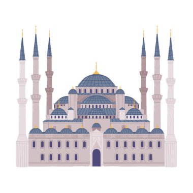 Geleneksel İstanbul Sembol Vektör İllüstrasyonu olarak Sultan Ahmed Camii veya Mavi Cami. Türk Kültürel Ayırıcı Otantik Tarihi Konsept