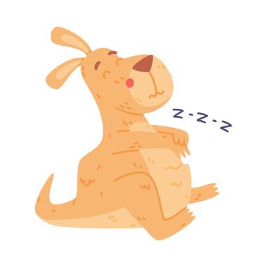 Funny Kangaroo Marsupial Animal Sleeping and Snoring Vector Illustration. Cute Australian Mammal with Long Tail and Powerful Hind Legs clipart