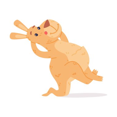 Komik Kanguru Keseli Hayvanı Kaslı Kuyruk Vektör İllüzyonu 'nun üzerinde duruyor. Güçlü bacakları olan tatlı Avustralya memelisi.