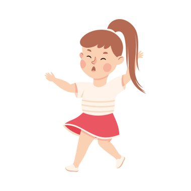 Alaycı ve Sneer Vektör İllüstrasyonundan Acı Çeken Zorba Kız. Küçük Çocuk Alay ve Alaycılık Konsepti yüzünden mutsuz ve üzgün hissediyor