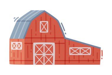 Keresteli Red Barn veya Ekin Depolama Vektörü Resimleri için Tahıl ambarı. Tarım ve Tarım Binası Konsepti