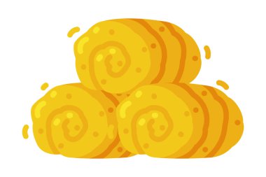 Haşlanmış Kuru Saman Yığını, Ekin Hasadı Vektör İllüstrasyonu olarak. Tarım Endüstrisi ve Arazi Husbandry Kavramı