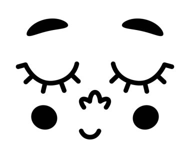 Retro Çizgi Film Maskotu Yüzü, Kapalı Gözler ve Gülümseyen Ağız Vektör İllüzyonu. Neşeli ve Neşeli Duygusallı Klasik Komik Gülen Karikatür