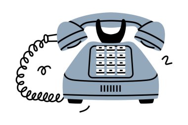 Grey Landline or Wireline Home Phone as Telephone Connection Vector Illustration. Retro and Vintage Telecommunication Device clipart