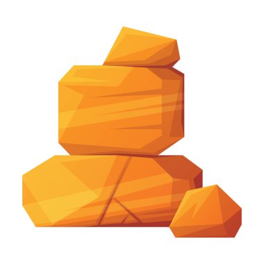 Kaya ve Taş Kaya Yığını, Çöl Manzarası Element Vektör İlülasyonu olarak. Sarı Kum Katı Zemin Yığını