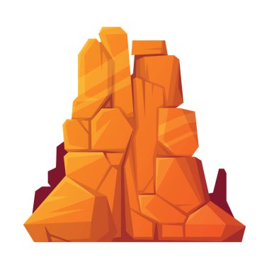 Kaya ve Taş Kaya Yığını, Çöl Manzarası Element Vektör İlülasyonu olarak. Sarı Kum Katı Zemin Yığını